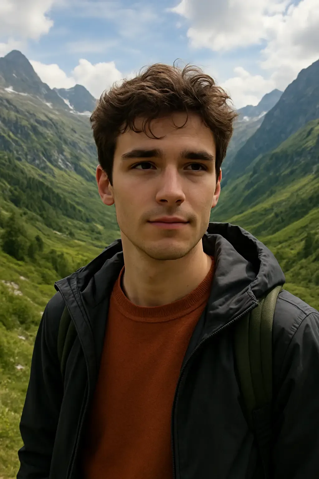 Bel ragazzo in montagna